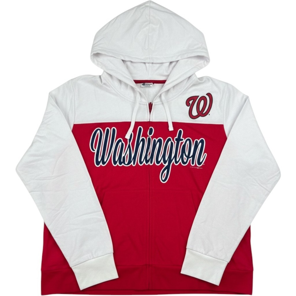 New Era Washington Nationals MLB Zip Up Hoodie Red White Womens 2XL NEW
